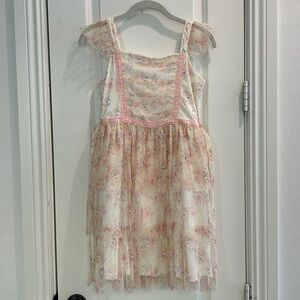 Us Angels Blush Dress with Floral Design